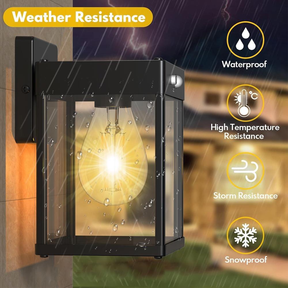Metal Solar Outdoor Wall Light With Glass Lampshad Porch Wall Mounted Lighting Motion Sensor Houses Porches Garages Courtyard