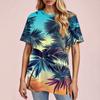 Top Pullover Casual Alla Moda da Donna a Manica Corta Stampato con Girocollo