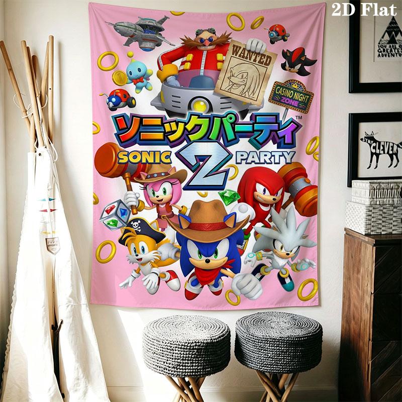 Hedgehog Sonic Speed Wall Hanging Printed Fabric Blanket Decorative Tapestries for Bedroom Living Room Home Decor