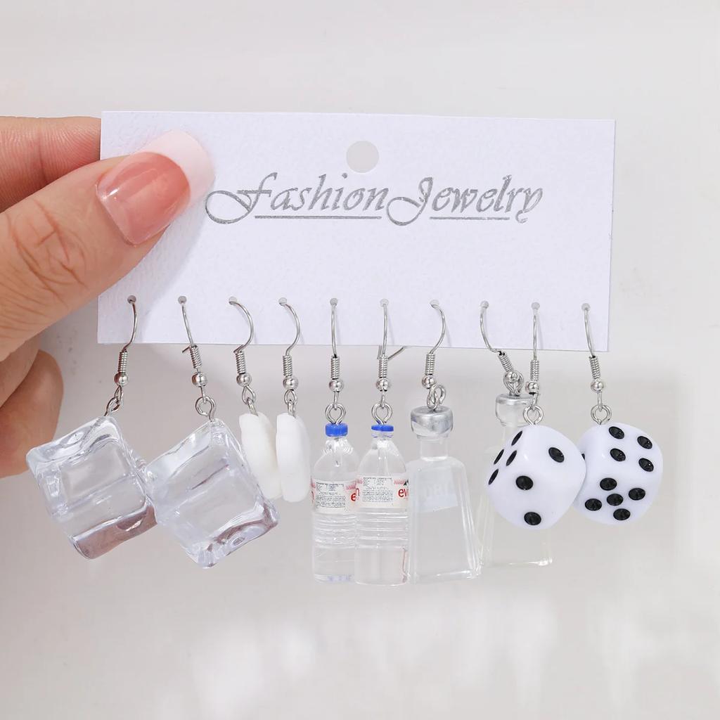 iF ME 12 stücke Cartoon Herz Eis Milch Tee Ohrringe Set für Frauen Mädchen Niedliche Bunte Geometrische Tier Tropfen Ohrring Trendy schmuck Geschenk