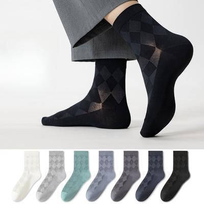 Calzini da Uomo in Puro Cotone per Affari, a Metà Polpaccio, Primavera ed Estate, Antibatterici, Senza Cuciture, Assorbi Sudore, Traspiranti, a Rete, Calzini Lunghi Casual