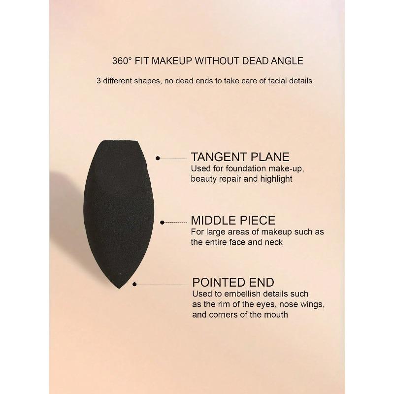 1pc Black Teardrop Makeup Sponge Makeup Application,Reusable, For Foundation, Contouring, Highlighting, Makeup Tool