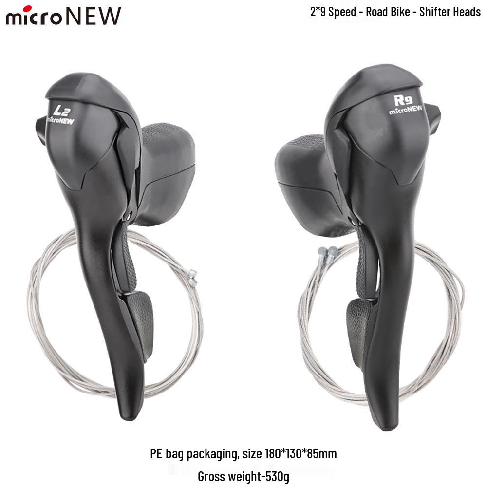 MicroNew Dual Control Road Bike Shifters: 2/3-speed Front, 7/8/9/10/11-speed Rear Derailleurs.
