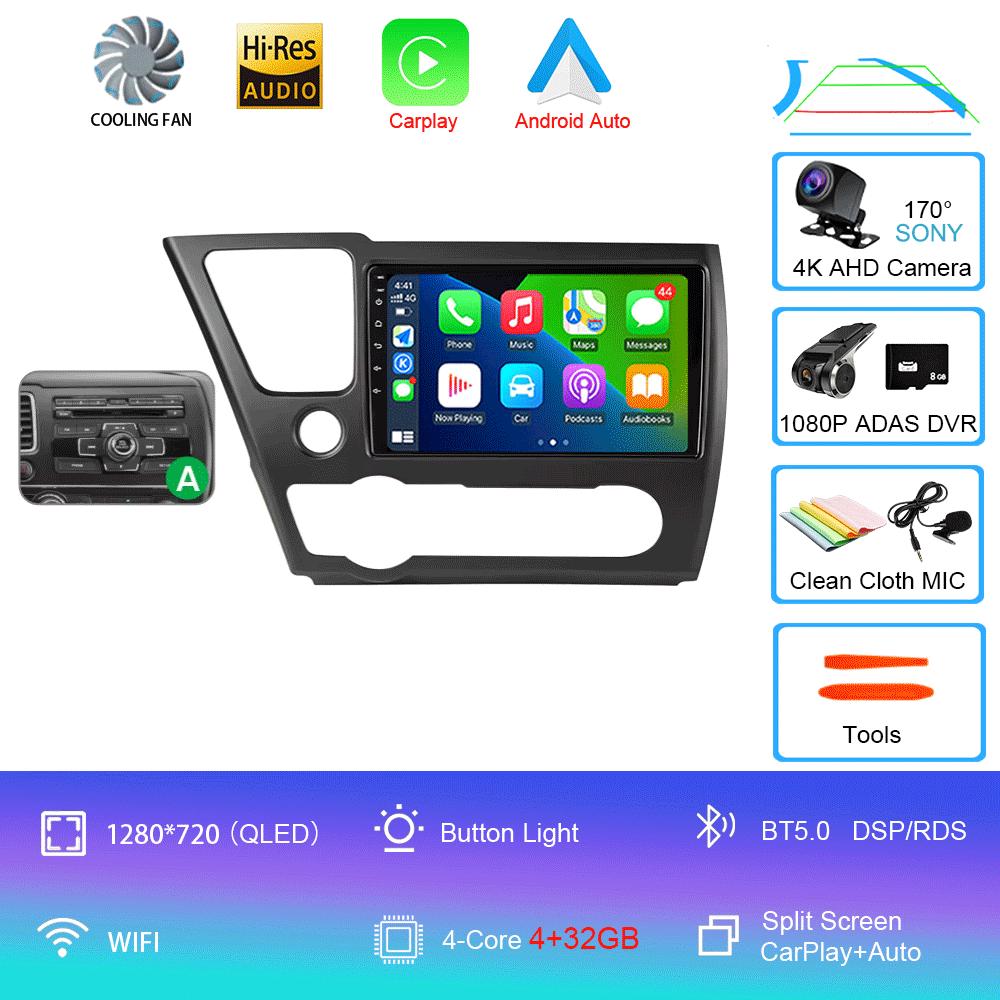 Car Radio Android 14 For Honda Civic 9 9th US Sender Coupe Multimedia Player Video Carplay DSP GPS No 2din DVD Head Unit