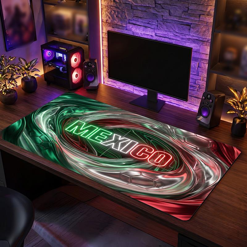 Mexico footbal Crest Mouse Pad, Extended Non Slip Rubber Desk Mat for Gaming Office Laptop Fan Gift