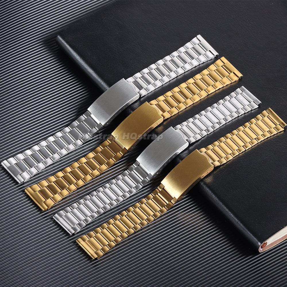 Stal Nierdzewna Pasek do Zegarka 12mm 14mm 18mm 20mm Srebrny Złoty Uniwersalny Pasek Metalowa Bransoleta z Zapięciem Składanym dla Mężczyzn Kobiet Opaska na Nadgarstek