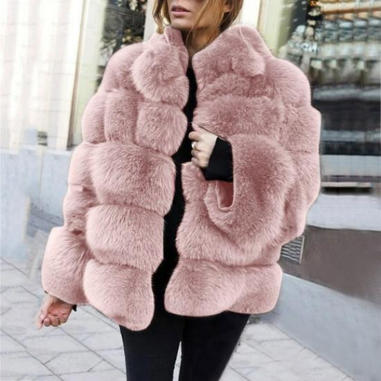 2024 Thickened Plush Coat with Hood - Long Sleeve Faux Rabbit Fur