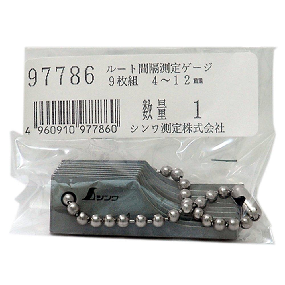 Shinwa Sokutei Root Spacing Measurement Gauge 9 Pieces Set 97786 Silver 4-12mm