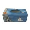 1Pcs Wooden Mediterranean Tissue Box Holder Decorative Desktop Storage Container for Home Office Bedroom Living Room Hotel Car