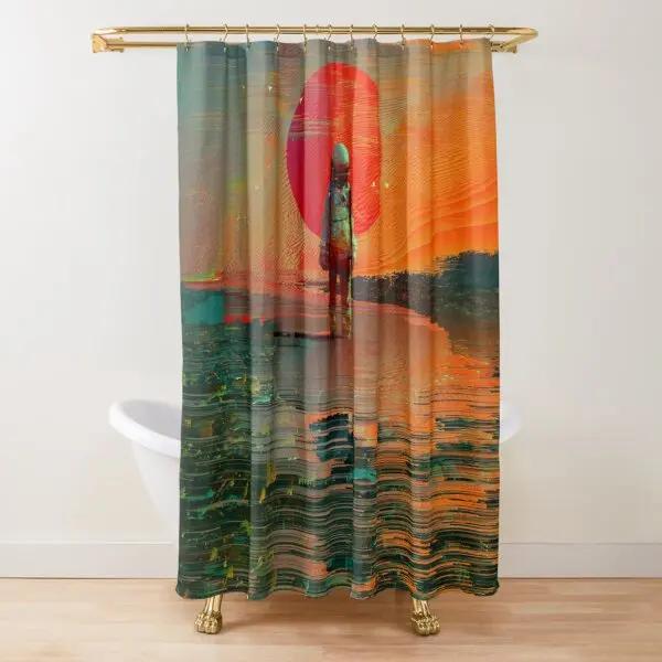 Mountain Shower Curtain Starry Night Shower Curtain Moon Shower Curtain,Lake Stars Nature Landscape Art Bathroom Curtains