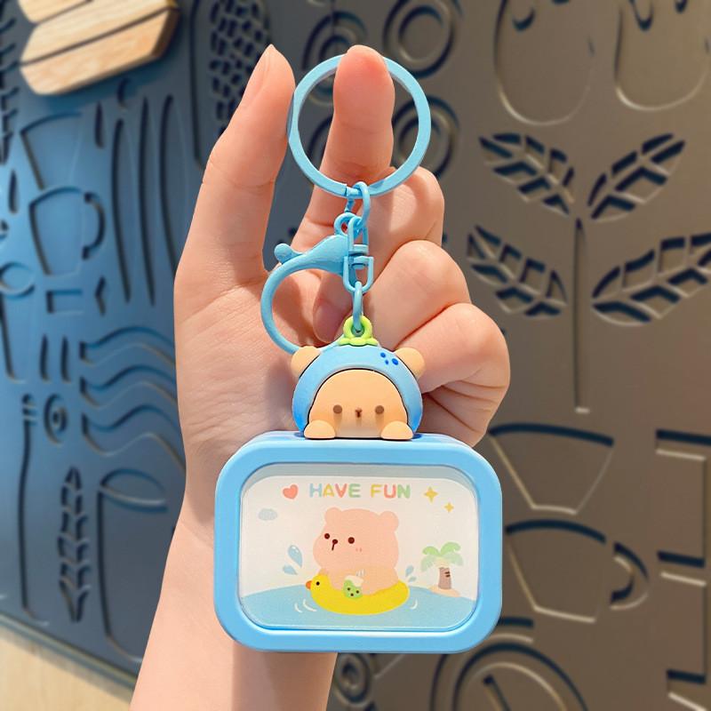 Adorable Silicone Bear Night Light Keychain Cute Cartoon Design For Gifts