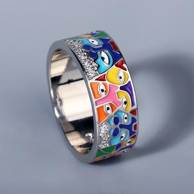 Fashion Rings For Women White CZ Handmade Enamel Lovely Cat Unique Trendy Ring Party Fashion Jewelry