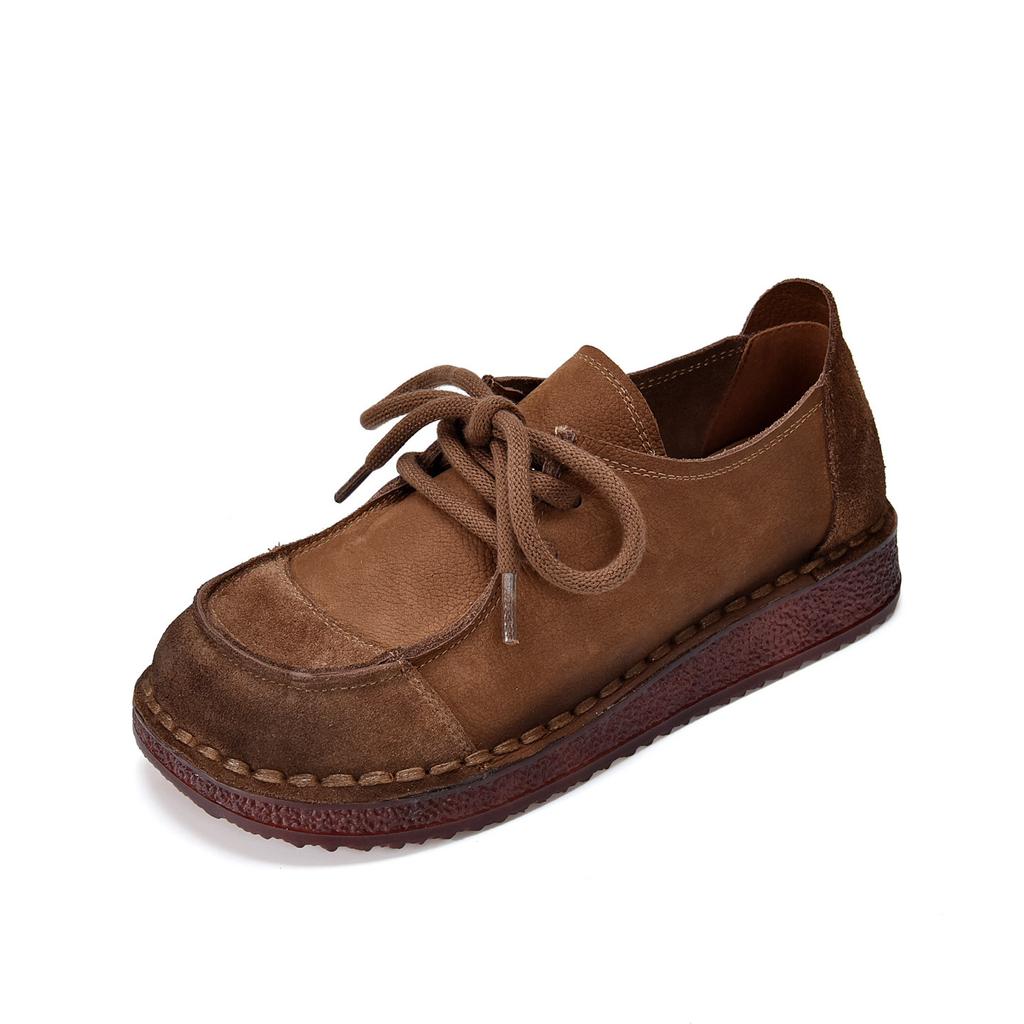 Handmade Retro Single Shoes Women's 2026 Autumn New Comfortable Soft-soled Casual Shoes Round Head Leather Women's Shoes