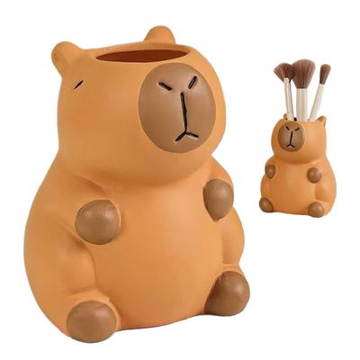 Cute Pen Holder Capybara Decorative Pen Holder Cartoon Brush Organizer Ornament for Artist Station Workplace Accessories Kitchen
