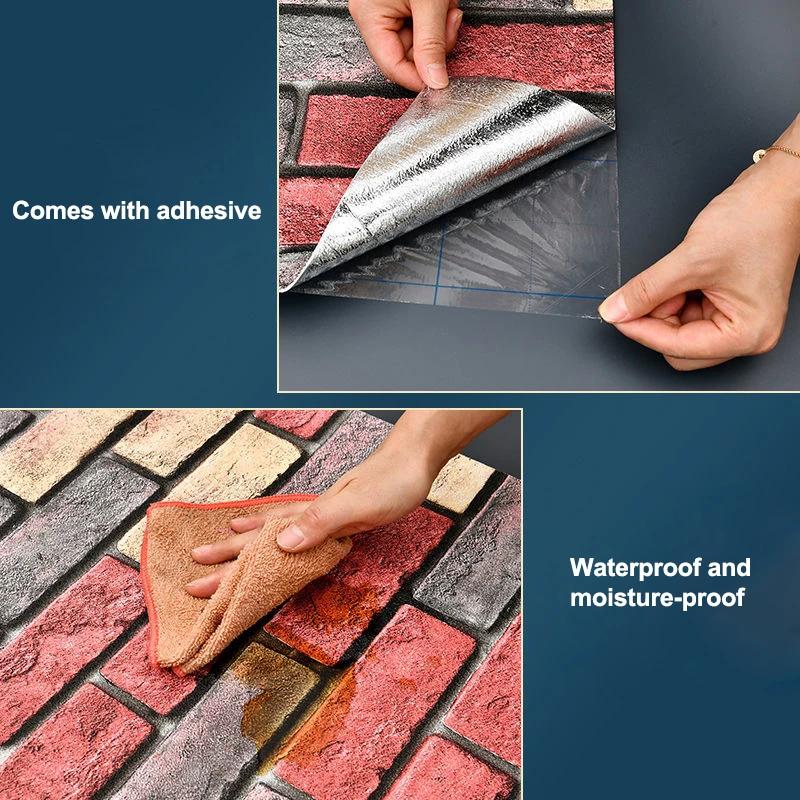 Wall Stickers Brick 3D Wallpaper Self-adhesive Restaurant Wall Skirt Wallpaper Waterproof Moisture-proof Background Papier Peint