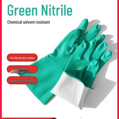 Waterproof Nitrile Gloves: Acid, Alkali, Corrosion, Oil and Chemical Resistant, Non-Slip, Industrial, Household and Dishwashing Protection.