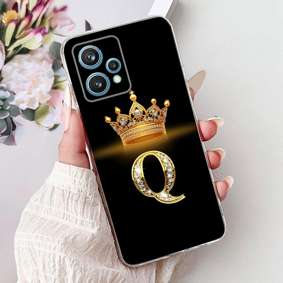 6.4" For Realme 9 Pro Plus Case RMX3392 Clear Fashion Luxury A-Z Letters Soft Bumper Cover For Realme 9 Pro+ Phone Case RMX3393