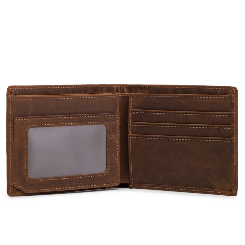 Hot Selling Men's Genuine Leather Wallet with Top Layer Cowhide and Crazy Horse Leather Wallet