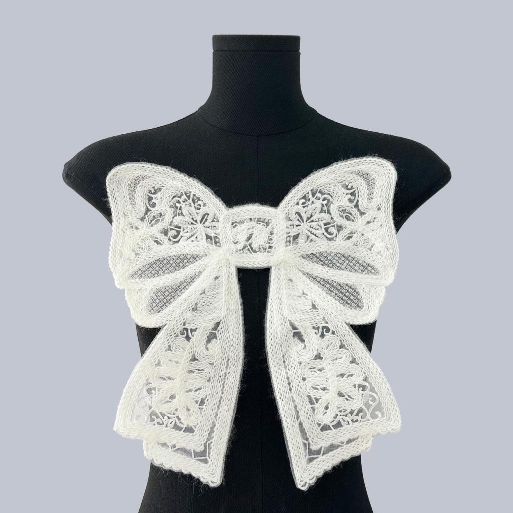 Stylish Bowknot Wool Embroidered Beaded Applique Corsage Flower Collar