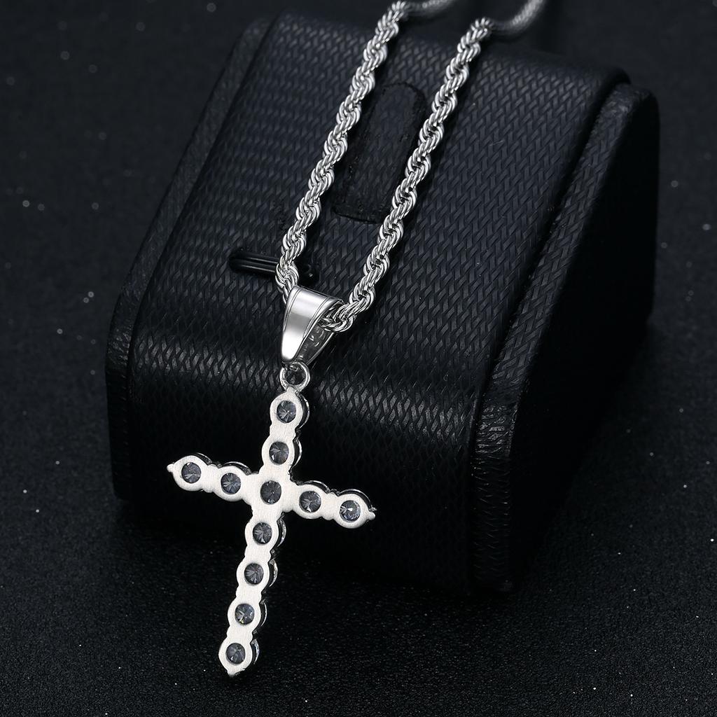 Cross pendant necklace 2026 jewelry fashion trend inlaid zircon men's party jewelry accessories