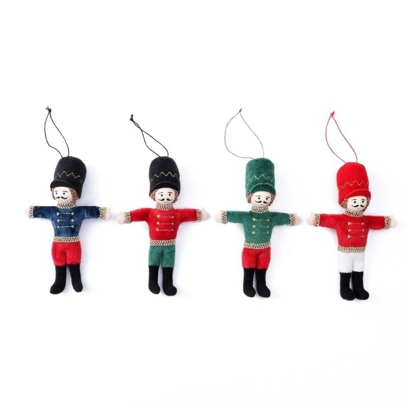 Classical Fabric Nut Cracker Soldier Figures Christmas Tree Hanging Ornaments Holiday Home Decoration