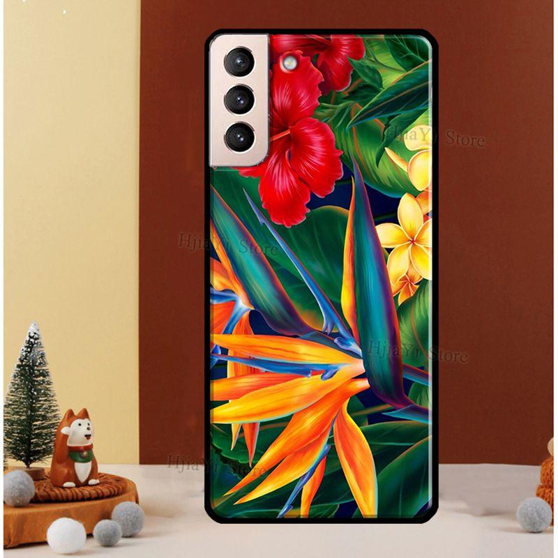 Tropical Paradise Hawaiian Flower Phone Case For Samsung Galaxy S21 S20 FE S8 S9 S10 Note 10 Plus Note 20 S22 Ultra Cover