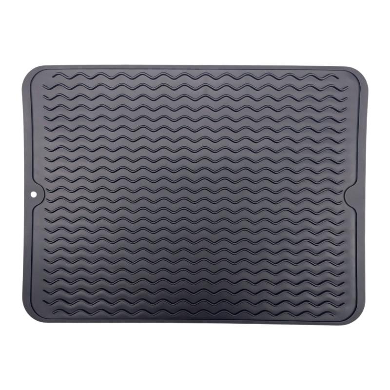 Foldable Kitchen Drying Mat Silicone with Raised Ridges, Space Saving Placemat, Waterproof Trivet, Coffee Bar Accessories for Dishes and Cups