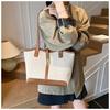 Women’s New Casual Retro Large-Capacity Commuter Shoulder Bag Color Block Armpit Tote Bag
