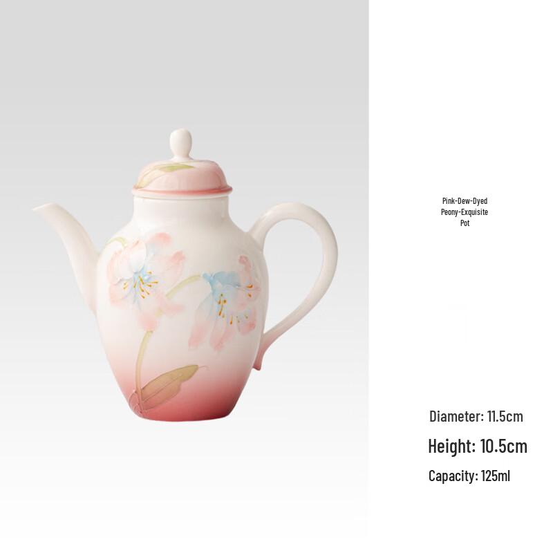 

Набор для чая из Арита-яки, расписанный вручную, с пионами цвета малиновой розы