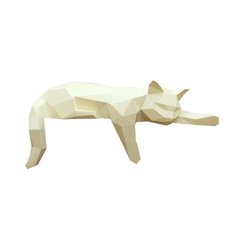1PCS Black White Cat Statue - Geometric Modern Room Decor Figurine Sculpture For Home Office As Table Shelf Desk Decor Lying Cat