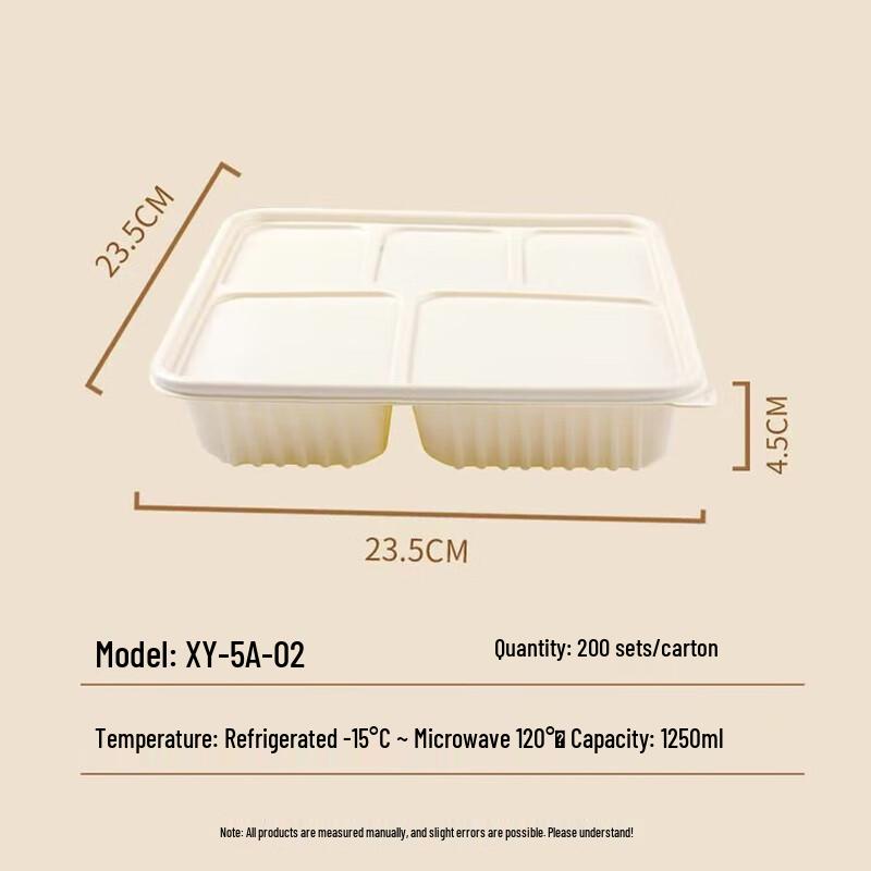 Eco-Friendly 5-Compartment Disposable Bento Box