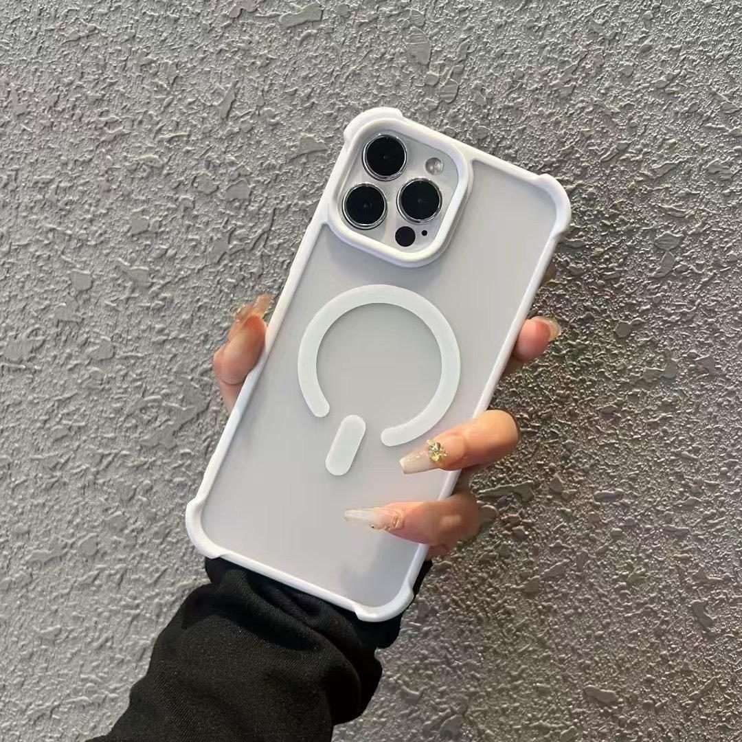 

Подходит для Apple 16promax Вопросительный знак Магнитный чехол для телефона IPhone 15 Четыре угла Матовая твердая защитная накладка iPhone 11 белый