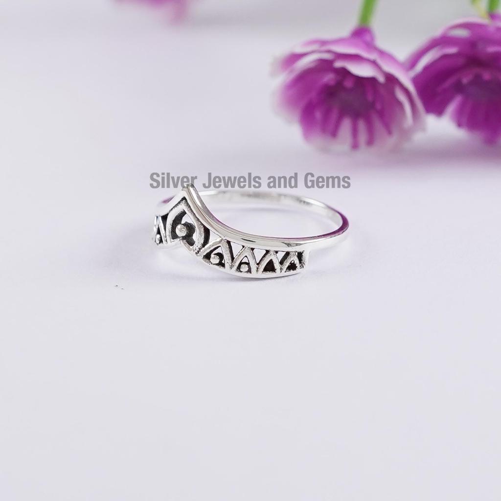925 Sterling Silver Crown Ring, Handmade Ring, 925 Sterling Silver Ring, Birthday Ring, Plain Silver Ring, Crown Design Ring