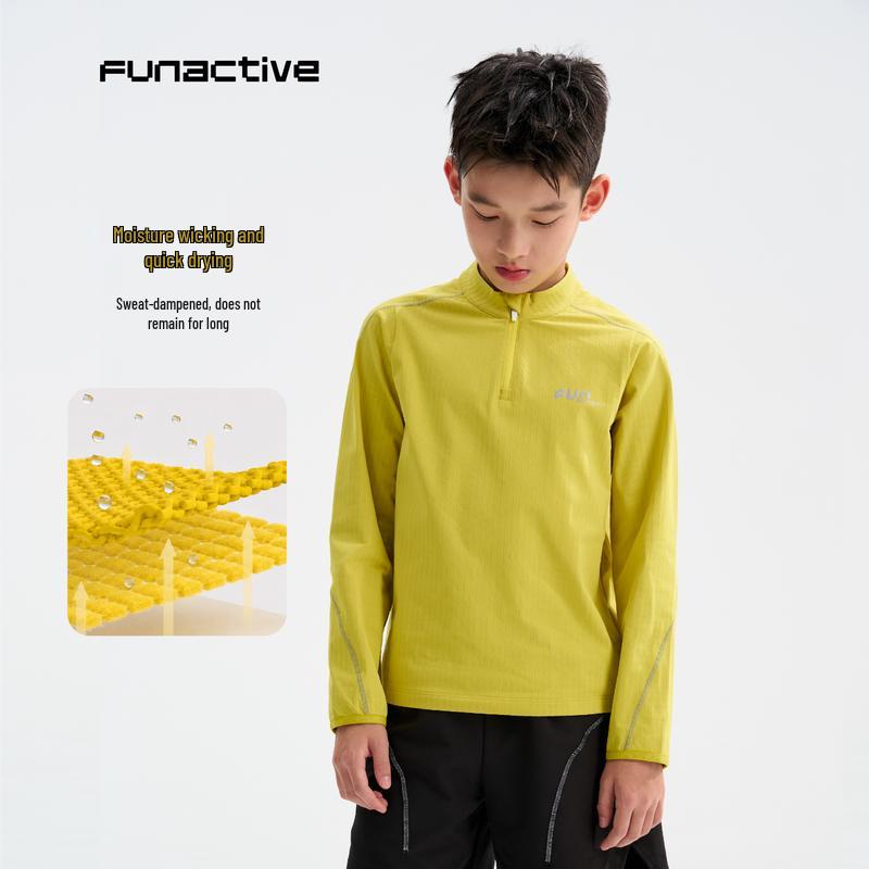 FUN ACTIVE Boys' Moisture-Wicking Long-Sleeve Sports T-Shirt