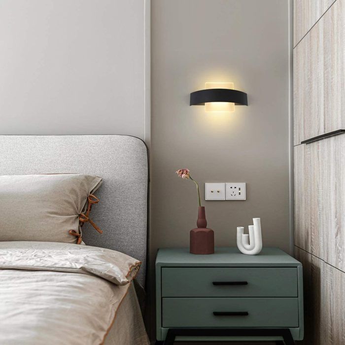 Applique murale LED - NETTLIFE - 23,5 cm - Noir - 7 W - 3000K (blanc chaud)