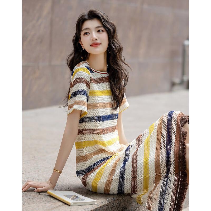 

Demana Striped Knit Tassel Dress M