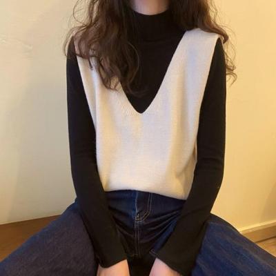 Hong Kong Pullover Knitted Vest Top Sweater for Women Autumn and Winter 2023 V-neck Sleeveless Vest Sweater Pullover Female