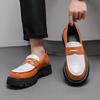 Fashion Classic Men Loafers PU Thick Sole Wear-resistant Fashionable Big Head Leather Shoes Men Casual Business Banquet Shoes Size 38-46