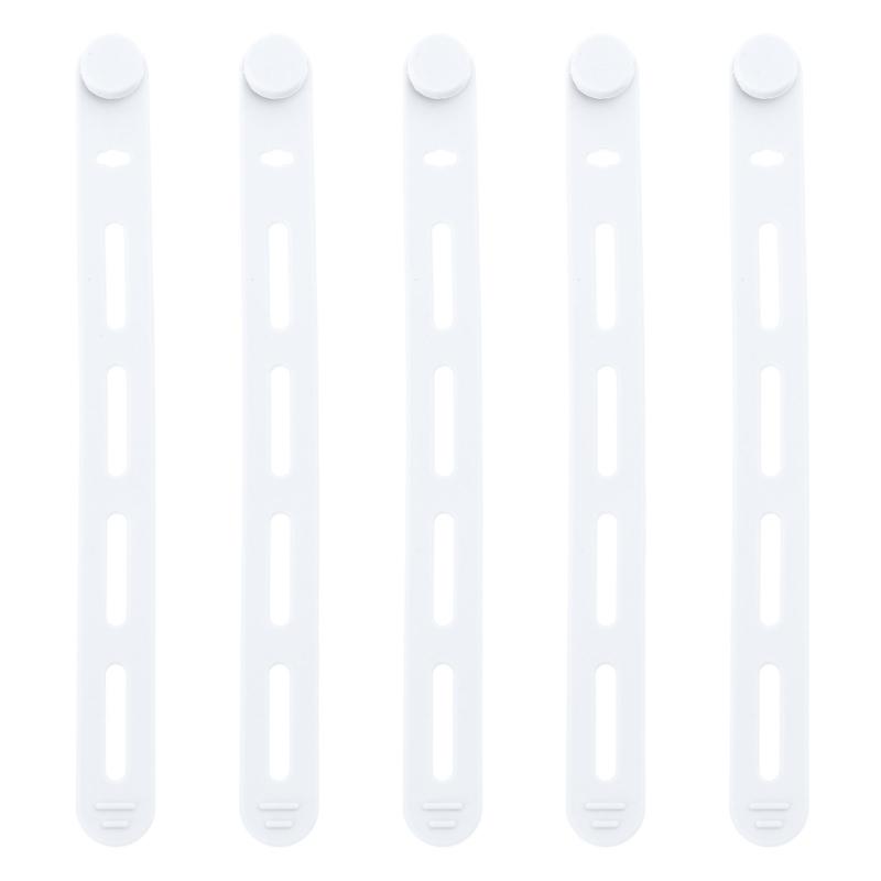 5Pcs Silicone Cable Ties Cord Organizers Wrap Reusable Washable Wire Ties Management Adjustable Charging Cable Strap Tie