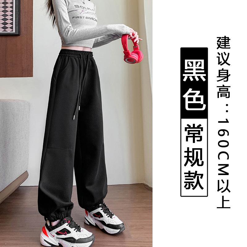 Gray Corset Sweatpants Women's Spring New High Waist and Thin Wide Legs Loose Harlan Casual Sweatpants