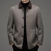 Men's Autumn/Winter Wool Coat with Detachable Down Liner, Fashionable Business Lapel Design for Middle-aged. 