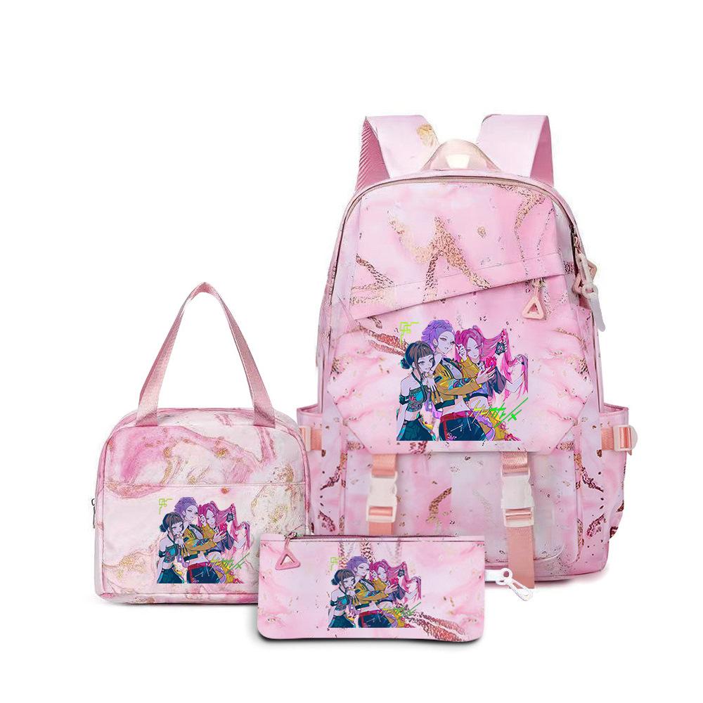 School Season Printed Student Schoolbag Backpack Shoulder Pencil Bag Three-Piece Set