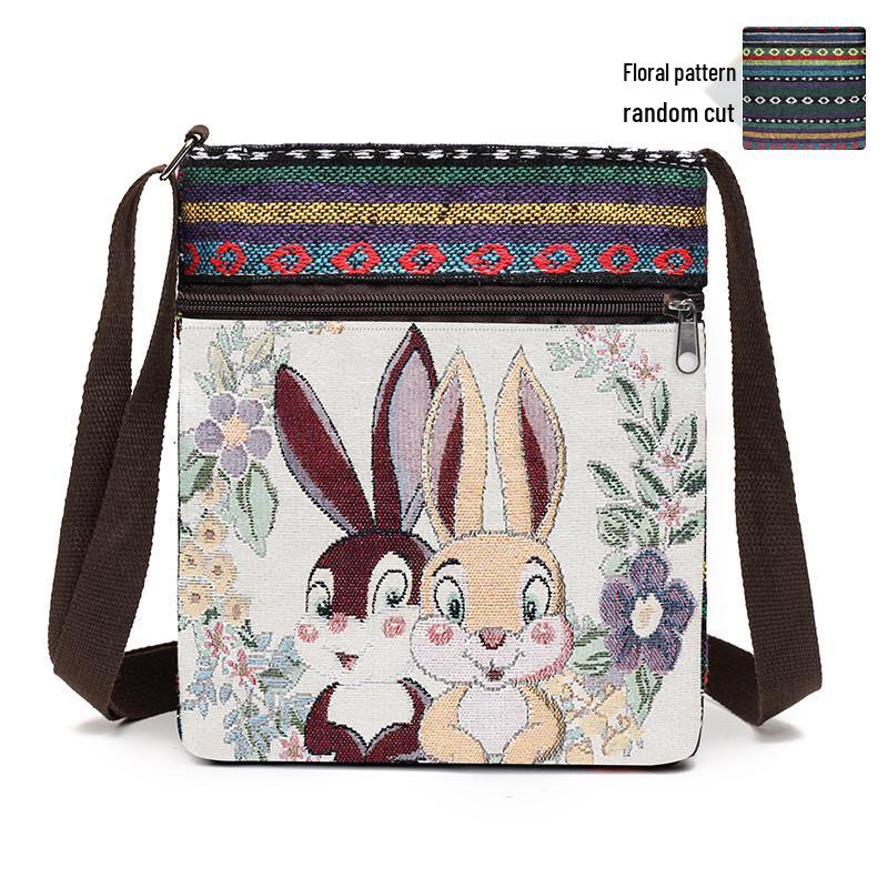Damen Canvas Umhängetasche - Niedlicher chinesischer Stil, ethnisches Miao-Design, vielseitige gewebte Stoff Schulter- & Handytasche