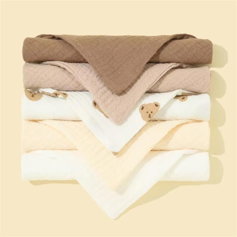 5Pcs Feeding Drool Bibs Cotton Accessories Newborn Solid Color Button Soft Towel Baby Bibs