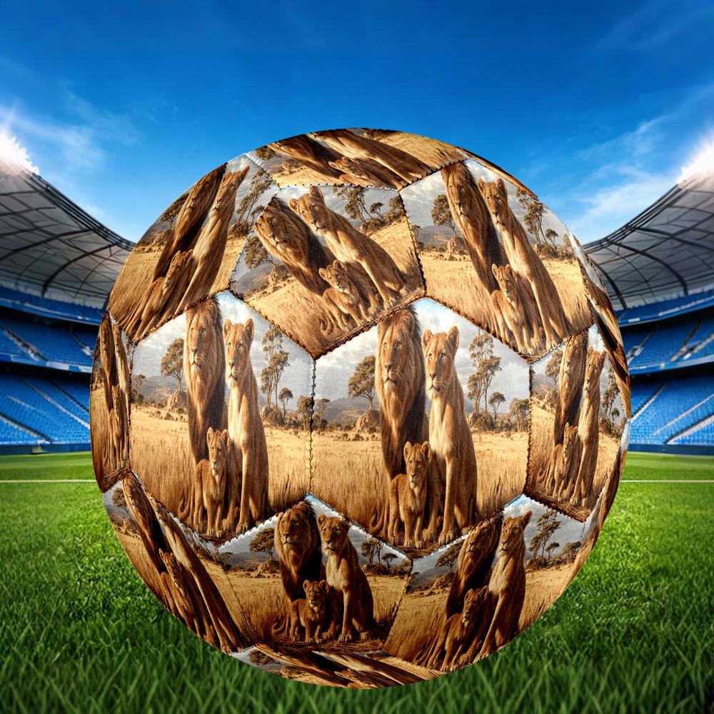 1pc Lion Family Wild Size 5 Soccer Ball Professional Match Training Football Indoor &Outdoor Sports Ball Lightweight Durable c6591