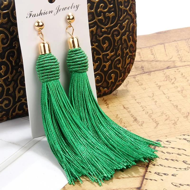

Богемные плетеные серьги-кисточки для женщин, этнические серьги-капли из шелковой ткани, новые женские украшения в стиле бохо в подарок
