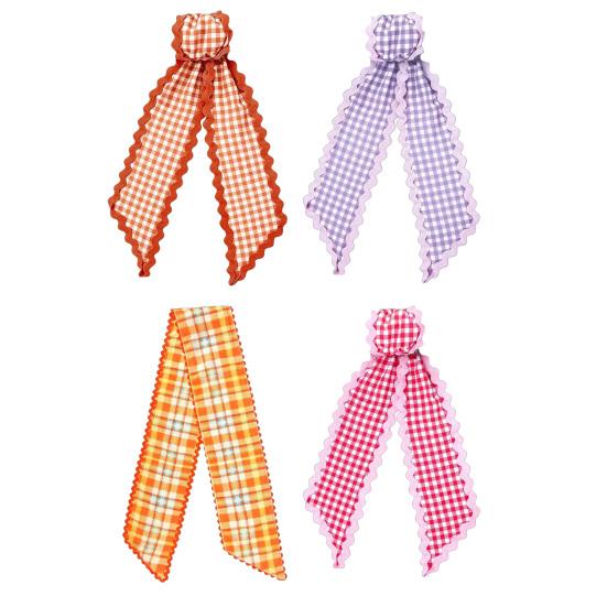 Harvest Party Decor Fall Scalloped Wreath Sash for Front Door, 55 Inch Plaid Gingham Autumn Holiday Home Thanksgiving Ribbon Yard Porch Doorway Indoor