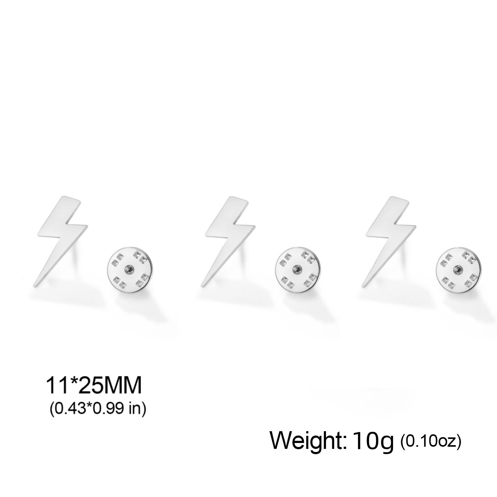3pcs Stainless Steel Lightning Pin Minimalist Lightning Symbol Brooch Pin Punk Rock Fashion Badge Jewelry Gift for Men Women