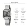 Fashionable simple versatile square dial alloy women's quartz watch, suitable for daily wear, Christmas gifts