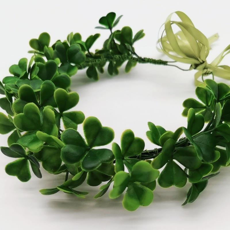 Clover Wreath Headwear, Decoration, Performance, Shooting Forest Green Plants, Lucky Grass, Photography Hair Accessories Props